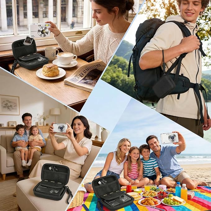 Digital Camera Case Compatible with CAMKORY Digital Point and Shoot/for KODAK PIXPRO FZ45/55 16MP Vlogging/for VAHOIALD FHD 1080P/for IWEUKJLO/for Nsoela, Holder for SD Card More (Black) - Image 7