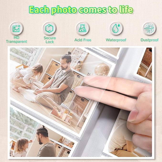 Artfeel Photo Album 4x6 with 600 Pockets,Slip-in Picture Albums,Linen Cover Memory Book with Front Window,White Page Vertical Photo Book for Wedding,Family,Anniversare,Baby,Vacation - Image 4