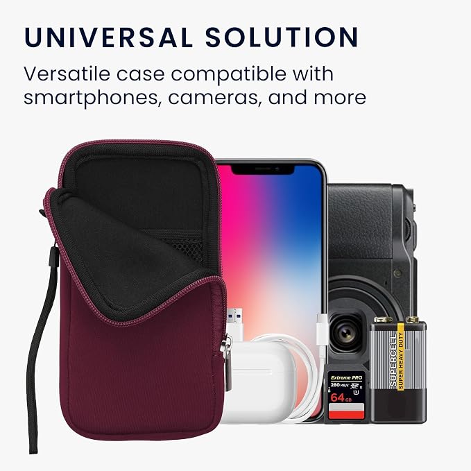 kwmobile Universal Phone Pouch Size XL - 6.7/6.8" - Neoprene Smartphone Pouch with Zip - Water-Repellent Mobile Phone Case - Sleeve in Berry - Image 4