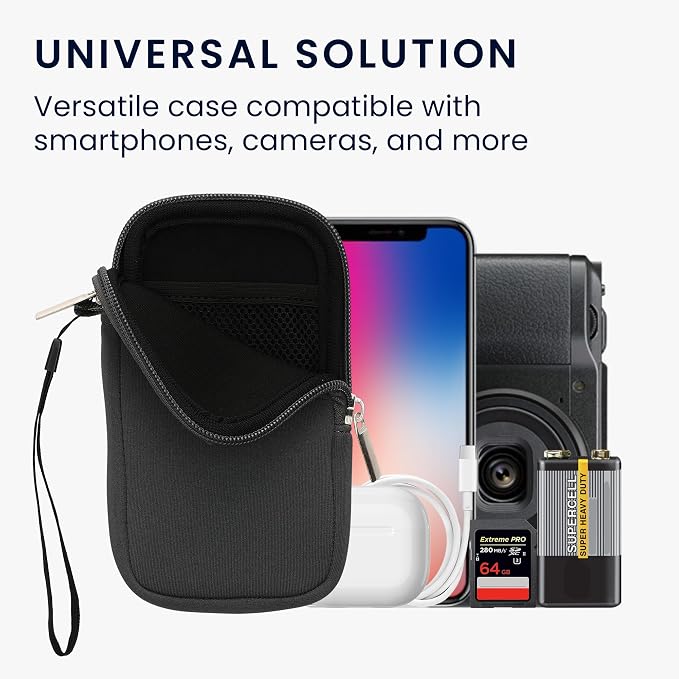 kwmobile Universal Phone Pouch Size M - 5.5" - Neoprene Smartphone Pouch with Zip - Water-Repellent Mobile Phone Case - Sleeve in Grey - Image 4