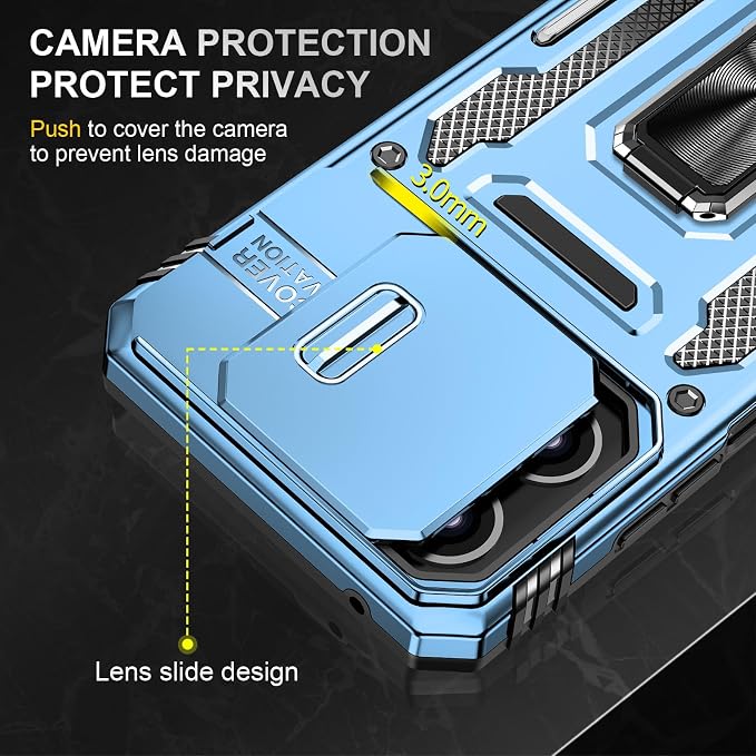 for Moto G 2025 Case with Screen Protector and with Camera Cover, 360°Military Grade Rotatable Kickstand (Heavy Duty) Shockproof Protective, Case for Moto G 2025 Light Blue - Image 6