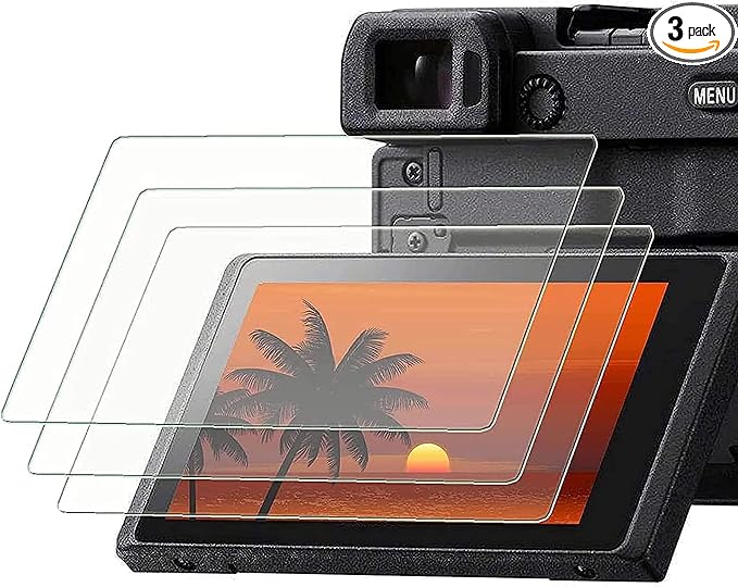 PCTC 3 Packs Screen Protector Accessories for Sony A6400/A6100/A6000, 9H | Compatible with A6600/A6300/A5000/Nex-7/NEX-6/NEX-5, 0.3mm tempered glass, 9H hardness, scratch-resistant, bubble-free by PCTC