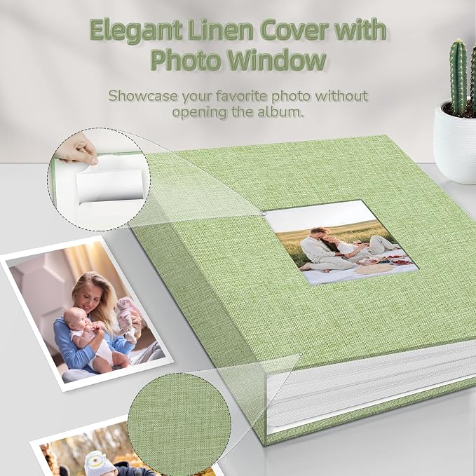 popotop Photo Album 4x6-200 Photos Photo Books with 200 Horizontal Pockets,Linen Cover Albums for Family Wedding Anniversary Baby Vacation Pictures - Image 2