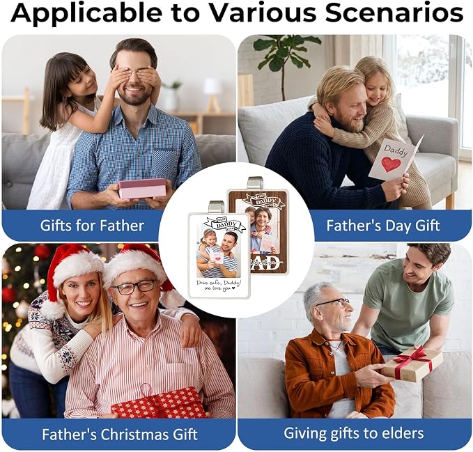 Set of 2 Drive Safe Daddy Gift from Daughter, Son or Wife, Car Visor Photo Holder with 5 Replaceable Quote Cards, for Dad, Husband, New Dad, Stepdad or Grandpa, Photo Clip for Car - Image 5