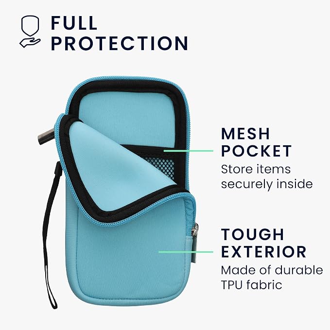 kwmobile Universal Phone Pouch Size XL - 6.7/6.8" - Neoprene Smartphone Pouch with Zip - Water-Repellent Mobile Phone Case - Sleeve in Light Blue - Image 3