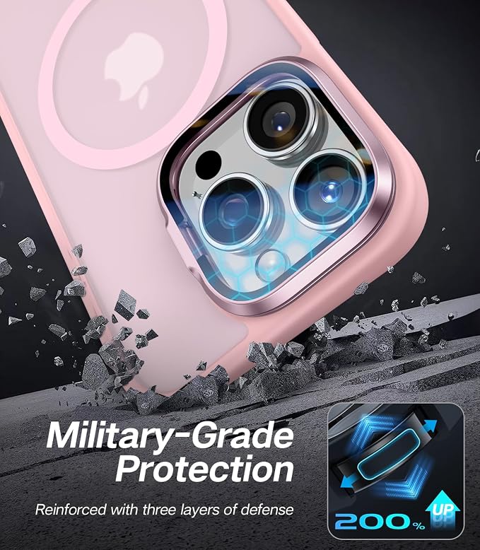 VOFATA [Upgraded] for iPhone 16 Pro Max Case with Camera Cover Stand [Fit for MagSafe][9H Camera Lens Protector] Mil-Grade Protection Translucent Magnetic iPhone 16 Pro Max Phone Case, Pink - Image 5