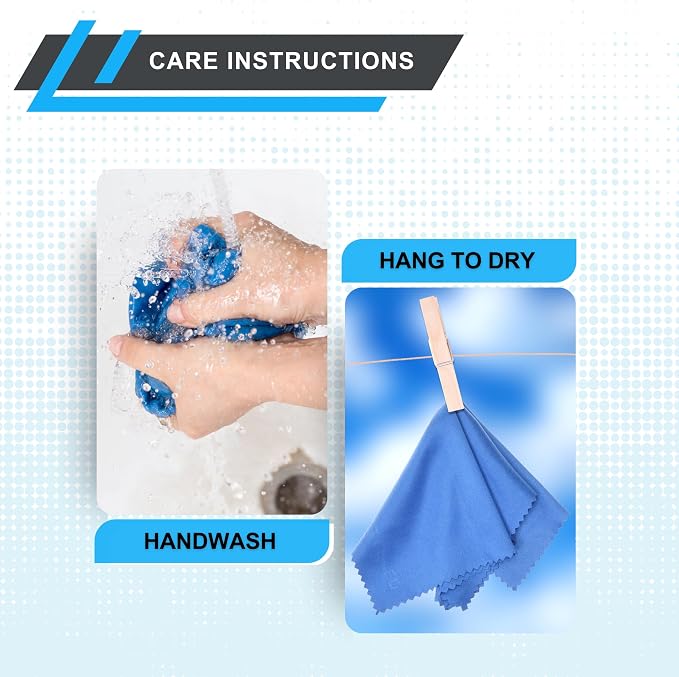 Eco-Fused Microfiber Cleaning Cloth - 7x6'' Microfiber Cloth - Pack of 6 Blue Lens Cleaning Wipes - Cleaning Cloth for Glasses, Eyeglasses, Camera Lens & Phones - Image 5