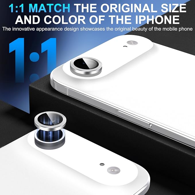 Suoman 2-Pack for iPhone 17 Air Camera Lens Protector, [CD Lines] [Strong-Adhesion] Metal Texture Style Tempered Glass Camera Lens Cover [with Auto Alignment Tool Kit]-Silver - Image 6