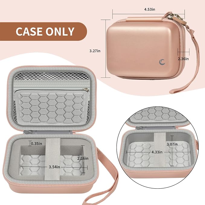 Comecase Hard Digital Camera Case for Kodak PIXPRO FZ55 FZ45, Rose Gold | Fits Cameras up to 4.33 x 3.07 x 2.3 in, Pre-Cut Foam, Elastic Strap&Hand Strap, Mesh Pocket for Accessories, Case Only - Image 5