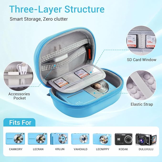 CoBak Carrying & Protective Case for Digital Camera,CAMKORY/Lecran/Duluvulu | for KODAK FZ55,FZ245,PIXPRO C1,WPZ2/Canon PowerShot ELPH 360/Sony DSCW800,DSCW830/Krlun/Lecnippy/Nsoela/VAHOIALD FHD 1080P - Image 3