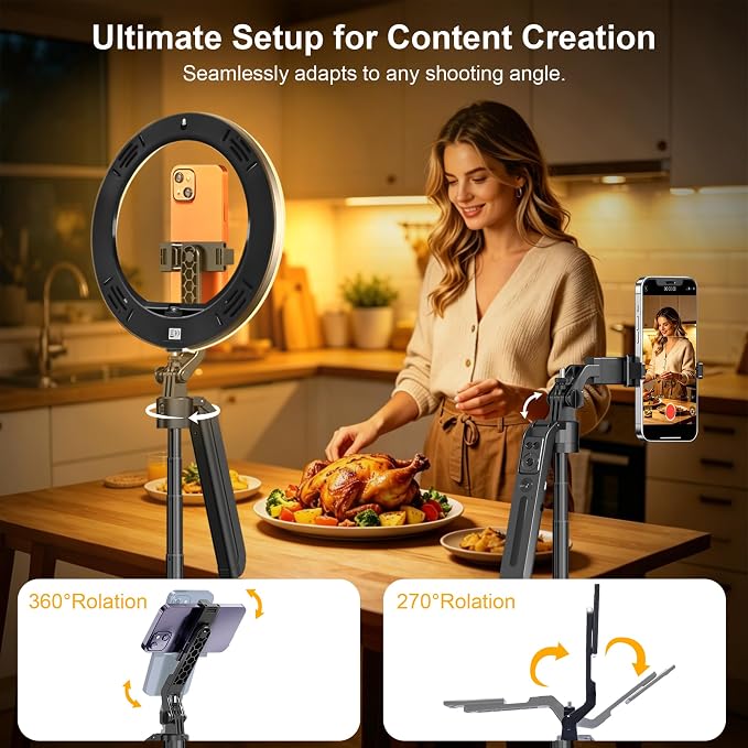 Auto Face Tracking Tripod for iPhone with Light and Remote Phone Stand | 360 Rotation Tripod that Follows Your Movement, No App, 72" Selfie Stick for Content Creator Vlog TikTok Live Stream - Image 5