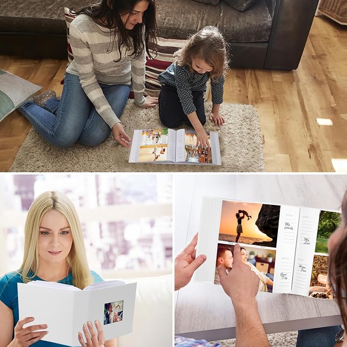 4x6 Photo Album Holds 240 Photos Writing Space, PU Leather, White | Clear Acid-Free Sleeves, Memo Writing Areas, Front Display Window, Baby, Wedding, Travel & Family Picture Keepsakes - Image 7