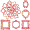 Vicenpal 25 Pcs Pink Gold Mini Vintage Picture Frames Bulk | Small Vintage Photo Frames, Antique, Resin, Baroque, Ornate, Cute Wallet Size, for DIY Jewelry Gifts Christmas Wedding Decor by Vicenpal