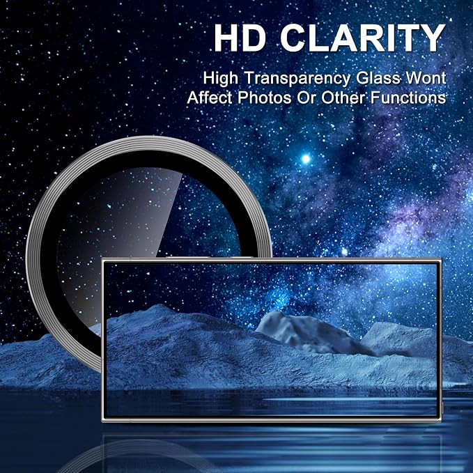 for Samsung Galaxy S24 Ultra Camera Lens Protector, Individual Metal Ring Tempered Glass Lens Cover, [Strong Adsorption] Scratch Resistant Ultra-Thin HD Clear Lens Cover, 2 Sets-Gray - Image 4