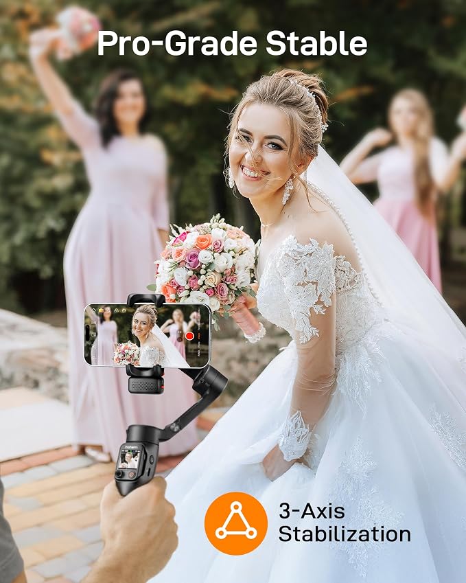 hohem iSteady V3 Ultra 3-Axis Gimbal Stabilizer for iPhone & Android | AI Live Feed Monitoring, AI Auto Tracking, Touchscreen Remote, iSteady 9.0 Anti-Shake, 8" Rod, Tripod, Fill Light, 9H Battery - Image 4