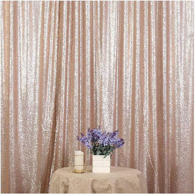 Poise3EHome 6FT x 8FT Sequin Photography Backdrop Curtain for Party Decoration, Champagne by Poise3EHome