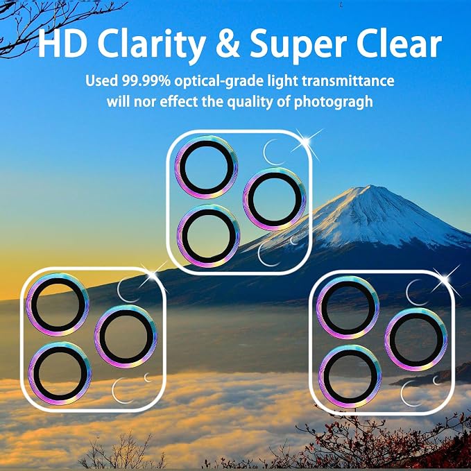 3 Pack Dengduoduo Tempered Glass Camera Lens Protector for iPhone 15 Pro 6.1" & for iPhone 15 Pro Max 6.7", Ultra HD, 9H Hardness, Anti-Scratch, Case Friendly, Easy to Install [No Affect on Night Shots] - Image 3