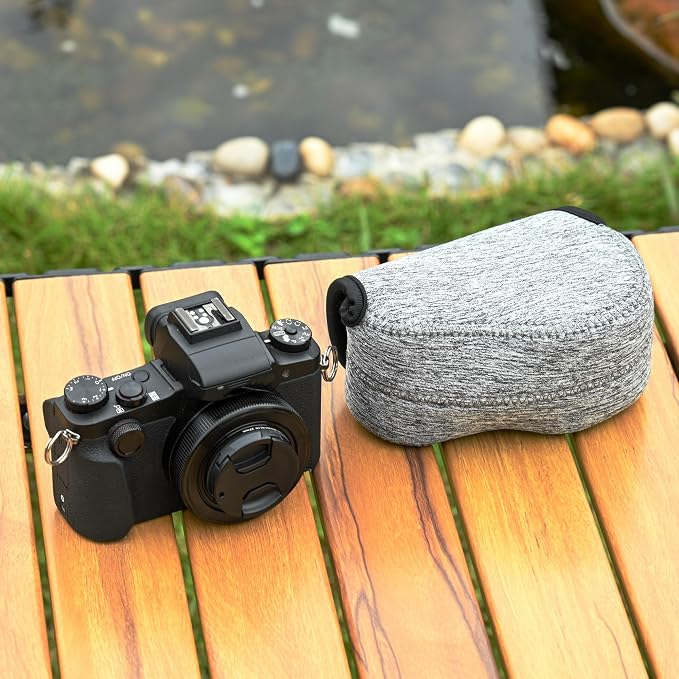 Neoprene Camera Sleeve Case for Sony ZV-E10 II +16-50mm Kit Lens LX100 II | 6mm thick Neoprene, for Sony a6100/a6400 +16-50mm Lens, G1X Mark III. Anti Scratch. Touch-fastening flap. without strap - Image 6