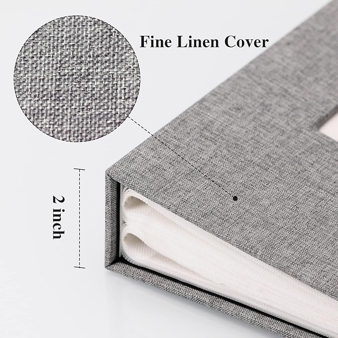 Vienrose 4x6 Photo Album,300 Pockets,Linen Cover with Window,Grey | Linen Hardcover, Slip In Photo Book, Family Memory Album, Travel Keepsake - Image 4