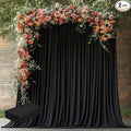Black Backdrop Curtain for Parties Backdrop Drapes, 2Pack 10x8FT | Wrinkle Free Polyester Curtain Backdrop Draping Fabric for Backdrop Photoshoot Birthday Party Background,4 Panel 5x8FT by Wokceer