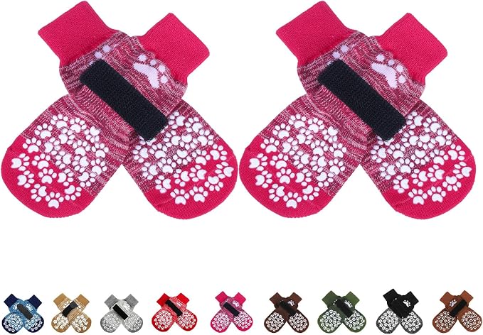 EXPAWLORER Anti Slip Dog Socks to Prevent Licking Paws, Dog Shoes for Hot Pavement, Dog Booties for Small Medium Large Senior Dogs, Traction Control Boots & Paw Protectors for Hardwood Floors Rose by EXPAWLORER