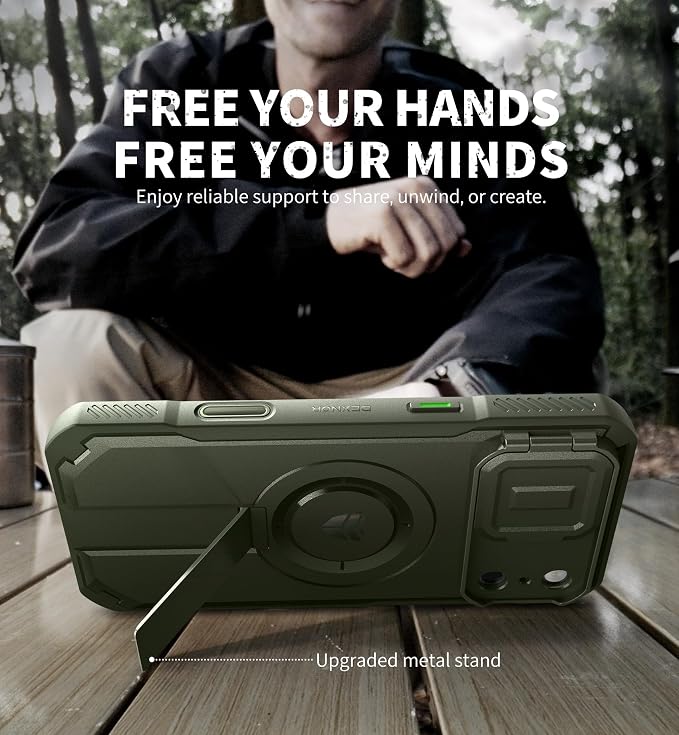 Dexnor for iPhone 17 Pro Max Case, [Built-in Flip Camera Cover & Camera Control Cover & Kickstand], Compatible with MagSafe, Heavy-Duty Rugged Shockproof Magnetic Phone Cover, 6.9 inch Army Green - Image 3