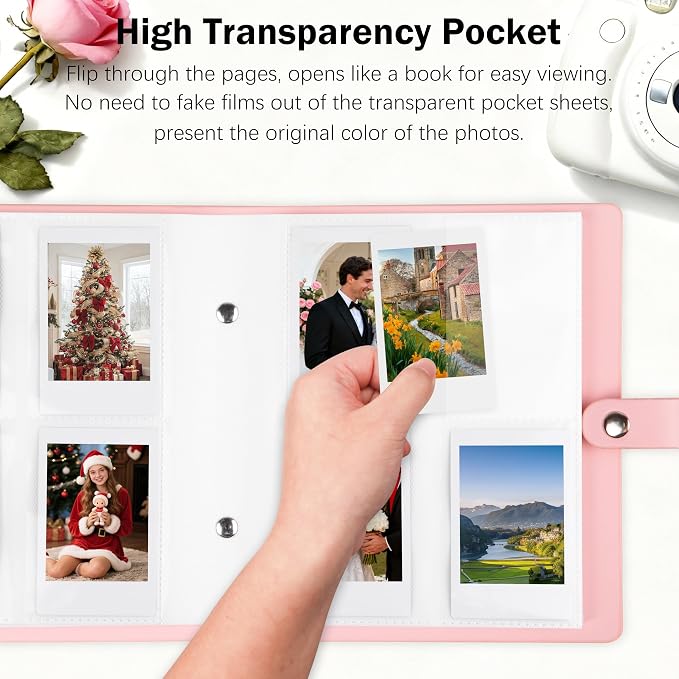 320 Pockets 2x3 Inch Photo Album for Polaroid & Instax Mini Pictures, Pink | PU Leather Cover, Gift Box Packaging, Acid-Free Pages, With Snap Closure, Securely Hold all Your Precious Instant Snapshots - Image 5