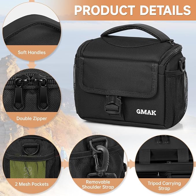 Camera Carrying Case, Camera Storage Bags Anti-Shock Crossbody Camera Case | Digital Camera Case with Rain Cover Compatible for Canon EOS R50 M50 Powershot SX540 SX70, Nikon Coolpix, Sony a6100 a6400 - Image 2