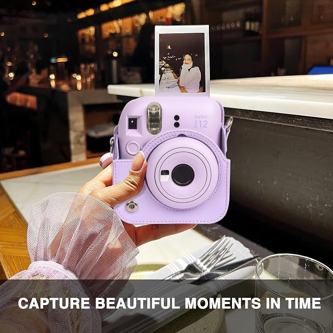 CAIYOULE Camera Case for Fujifilm Instax Mini 12 Instant Film Camera | Protective Camera Case, Camera Crossbody Bag for Fuji Mini 12 with Photo Album, Adjustable Shoulder Strap, Lilac Purple - Image 9