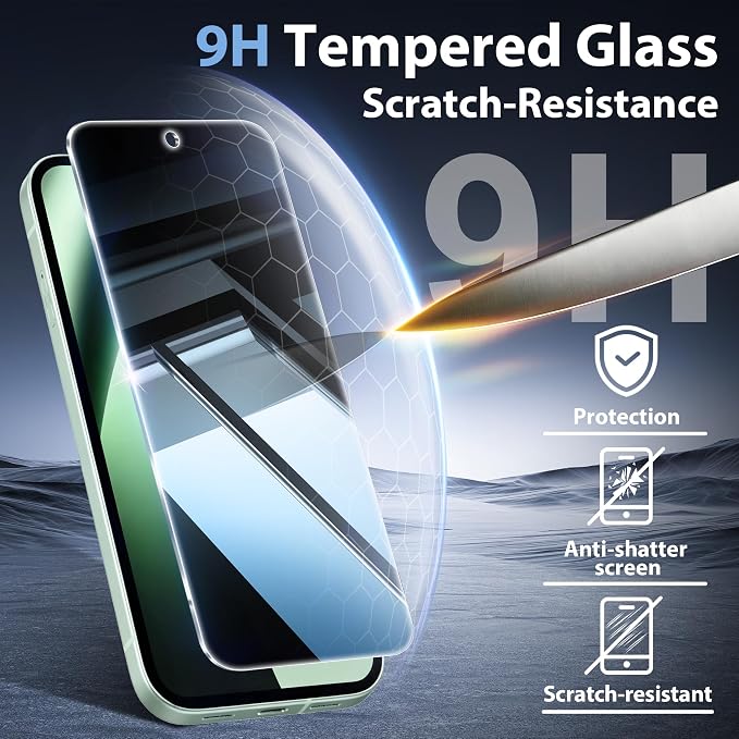 2+2 Pack for Google Pixel 10a Screen Protector Privacy Glass | 2 Pack Camera Lens Protector, Fingerprint Compatible, Anti Spy, 9H Hardness Glass - Image 5