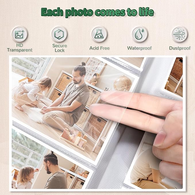 Artfeel Photo Album 4x6 with 600 Pockets,Slip-in Picture Albums,Linen Cover Memory Book with Front Window,White Page Vertical Photo Book for Wedding,Family,Anniversare,Baby,Vacation - Image 4