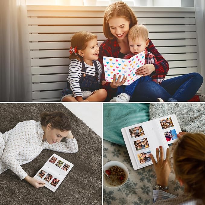 Veicevol 156-Pocket Album for Instax Mini & Polaroid 2x3 inch Photos, White | PU Leather Cover, Portable Album, Mini Photo Album for Fujifilm Instax Mini Camera, Polaroid Camera, Wedding Keepsake - Image 7