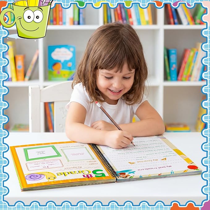 Motipuns School Memory Book Photo Album for Kids, Blue Style | School Years Keepsake Book Album Scrapbook from Preschool Through 12th Grade with 14 Pocket for Storage Portfolio Pictures - Image 3