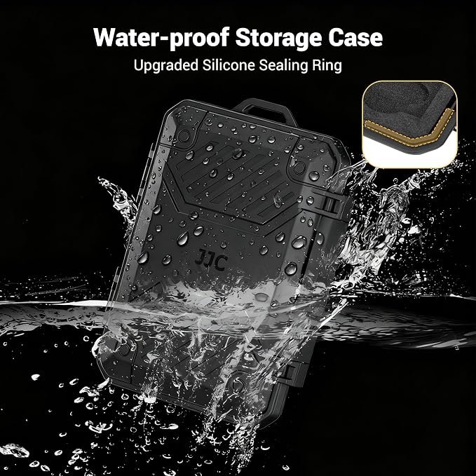 JJC Slim Memory Card Case for 8 SD 12 TF and 2 Nano SIM Cards, IP67 Waterproof Anti-Shock Anti-Dust, Compact Size & Portable SD SDHC SDXC TF Micro SD Card Holder Organizer Storage Box with Carabiner - Image 3
