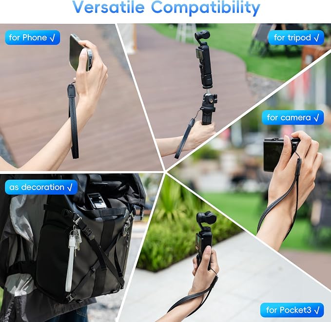 2PCS PU Camera Wrist Strap for Phone Digital Camera & More - Black & White | 9.25",PU Leather,Phone Lanyard Camera Hand Strap for PIXPRO FZ55 FZ45 EKTAR H35 H35N Snapic A1 Printomatic Mini Shot 3 - Image 4