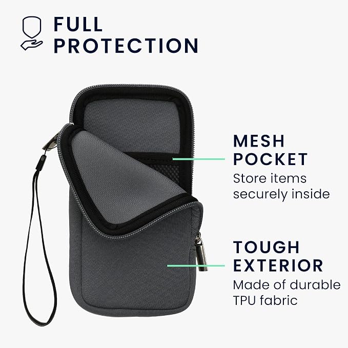 kwmobile Universal Phone Pouch Size XXL - 7" - Neoprene Smartphone Pouch with Zip - Water-Repellent Mobile Phone Case - Sleeve in Blue Grey - Image 3