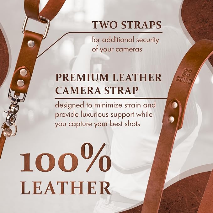 Leather Camera Strap Crossbody for DSLR, Mirrorless – Secure Dual Mount, Quick Release for Professional Photography - Image 3