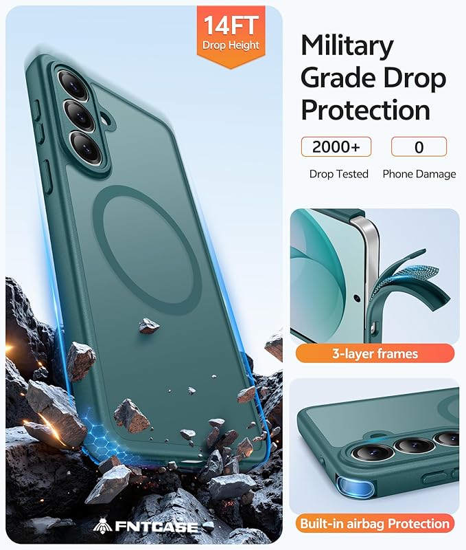 FNTCASE for Samsung Galaxy S26 Case, Fit for Magsafe, with Screen Protector | Full Camera Protection, Translucent Matte, 14FT Military Grade Drop Proof, Shockproof Protective Phone Cover, Sagebrush Green - Image 5