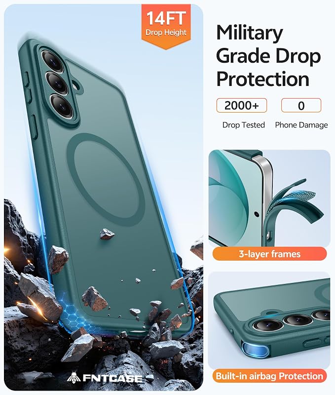 FNTCASE for Samsung Galaxy S26 Plus Case, Fit for Magsafe, Screen Protector | Full Camera Protection, Translucent Matte, 14FT Military Grade Drop Proof, Shockproof Protective Phone Cover, Sagebrush Green - Image 5
