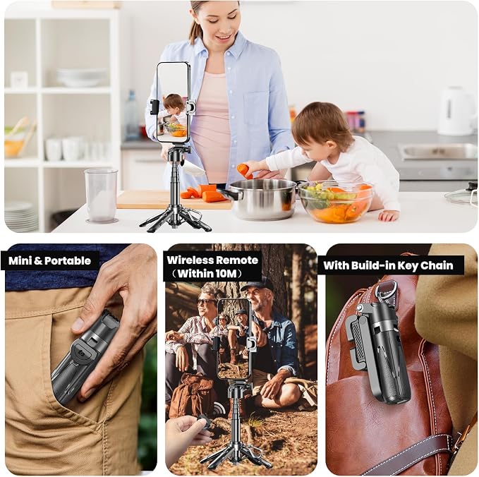 Selfie Sticks for iPhone, 4-in-1 Multi-Functional Phone Tripod with Remote Control, Pocket-Sized Mini Selfie Stick, Suitable for Photography, Live Streaming, Outdoor Travel Essentials - Image 7