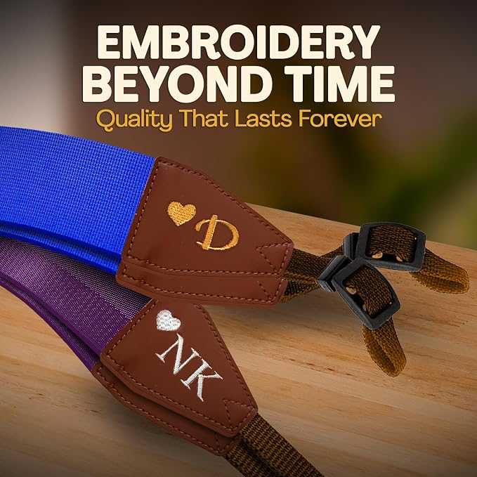 Art Tribute Camera Strap Personalized With Name - Shoulder, Crossbody & Neck Camera Strap for Photographers, Fits All Cameras, Canon Nikon Sony Fujifilm, Padded Strap W/Quick Release & Leather Ends - Image 6