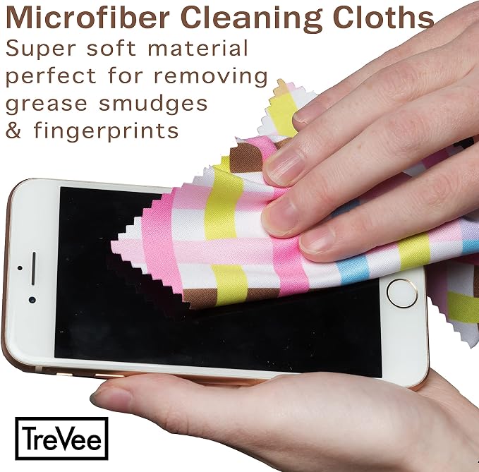 10 Pack Cute Geo-Design Multicolor Microfiber Cleaning Cloths for Cleaning Lenses, Eyeglasses, Sunglasses and Cell Phone, Beautifully Designed in Pastel Colors Blue, Pink, Green and White Cloth Wipes. - Image 4