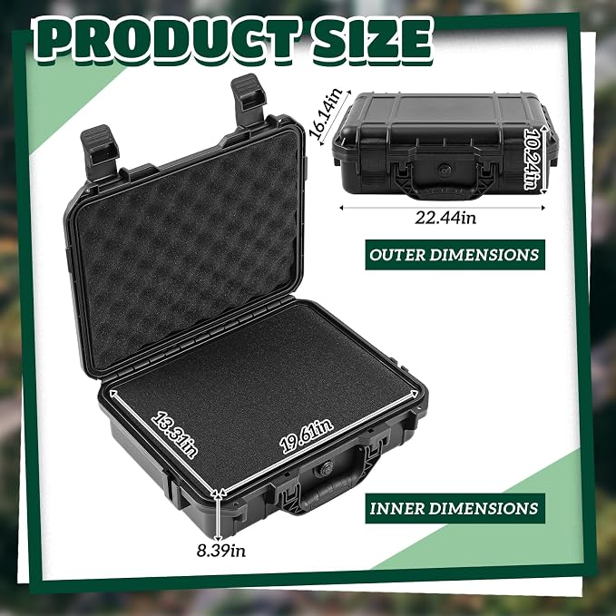 Relaxweex 1 Pcs Waterproof Hard Case with DIY Customizable Foam Insert Portable Protective Case with Knife for Camera Drones Equipments Tools Test Instruments(Black,22.4 x 16.1 x 10.2 Inch) - Image 2