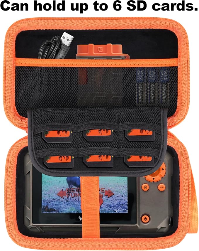 co2CREA Hard Case for Wildgame Innovations Trail Pad VU60, Black+Orange | Stealth Cam SD Card Reader Viewer 4.3" LCD Screen Compatibility, Space For Cables And Accessories, Organized Interior - Image 4