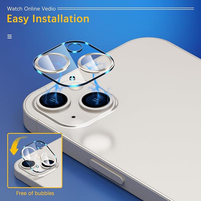 UniqueMe for iPhone 13/13 Mini Camera Lens Protector-Silver Circle | 3 Pack,13 6.1"/13 Mini 5.4"-Camera Lens Protector, Tempered Glass, Case Friendly, New Version, Scratch-Resistant - Image 4