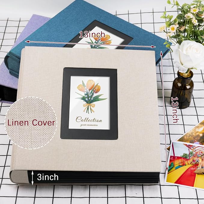 Linen Photo Album 4x6 Large Capacity 1000 Pockets Pictures Fabric Cover Books Albums Wedding School Family Anniversary Baby Memory Engagement Travel Albums(Beige, 1000 Pockets) (Pack of 2) - Image 2