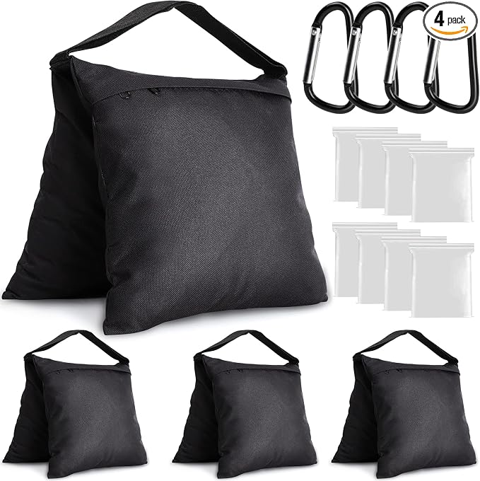 Aimosen 4 Packs Sandbags Weight Bags for Light Stand Photography Video Equipment, Heavy Duty Saddlebag for Backdrop Stand, Photo Tripod, Canopy, Pop up Tent, Umbrella Base, Fishing Chair, Picnic Table by Aimosen
