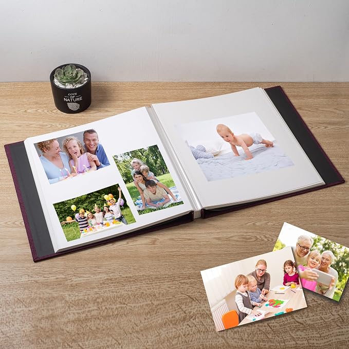 Large Photo Album Self Adhesive Scrapbook Album for 4×6 8×10 Pictures DIY Magnetic Linen Cover Album 40 Pages for Family Wedding Gifts with Metal Pen and Plastic Board - Image 3