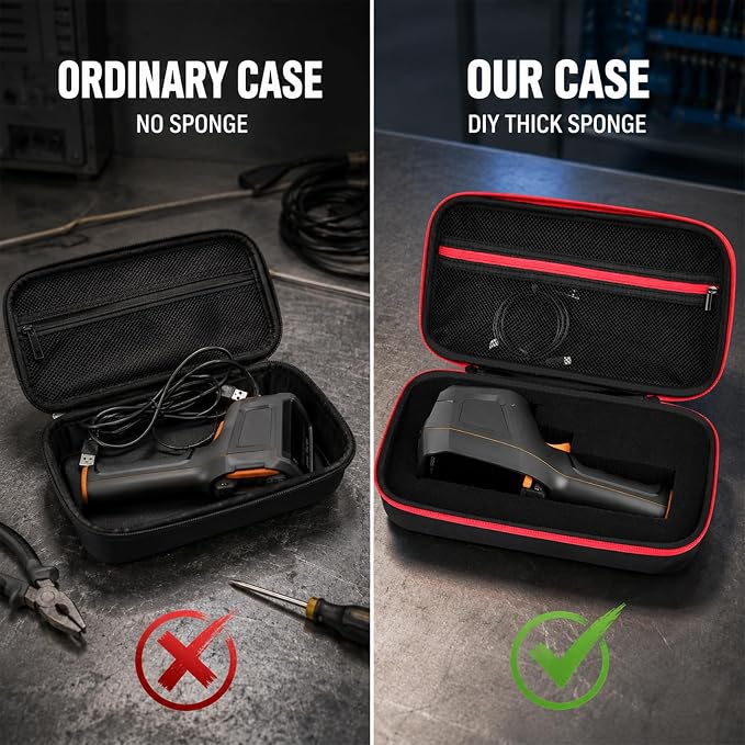 Boobowl Large Hard Thermal Camera Case for TOPDON TC004, for FOXWELL RT280 | DIY Foam, Accessory Pocket for USB Cable and Calibration Card, HVAC Technicians and Field Inspection, Case Only - Black - Image 8