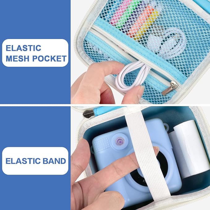 PAIYULE Kids Instant Print Camera Case for ESOXOFFORE for Dylanto | Hard Shell,Mesh Pocket,Wrist Strap,for Gofunly,for GREENKINDER,for DUDUDRAGON,for Zostuic,for Careenoah (Box Only)SkyBlue - Image 5